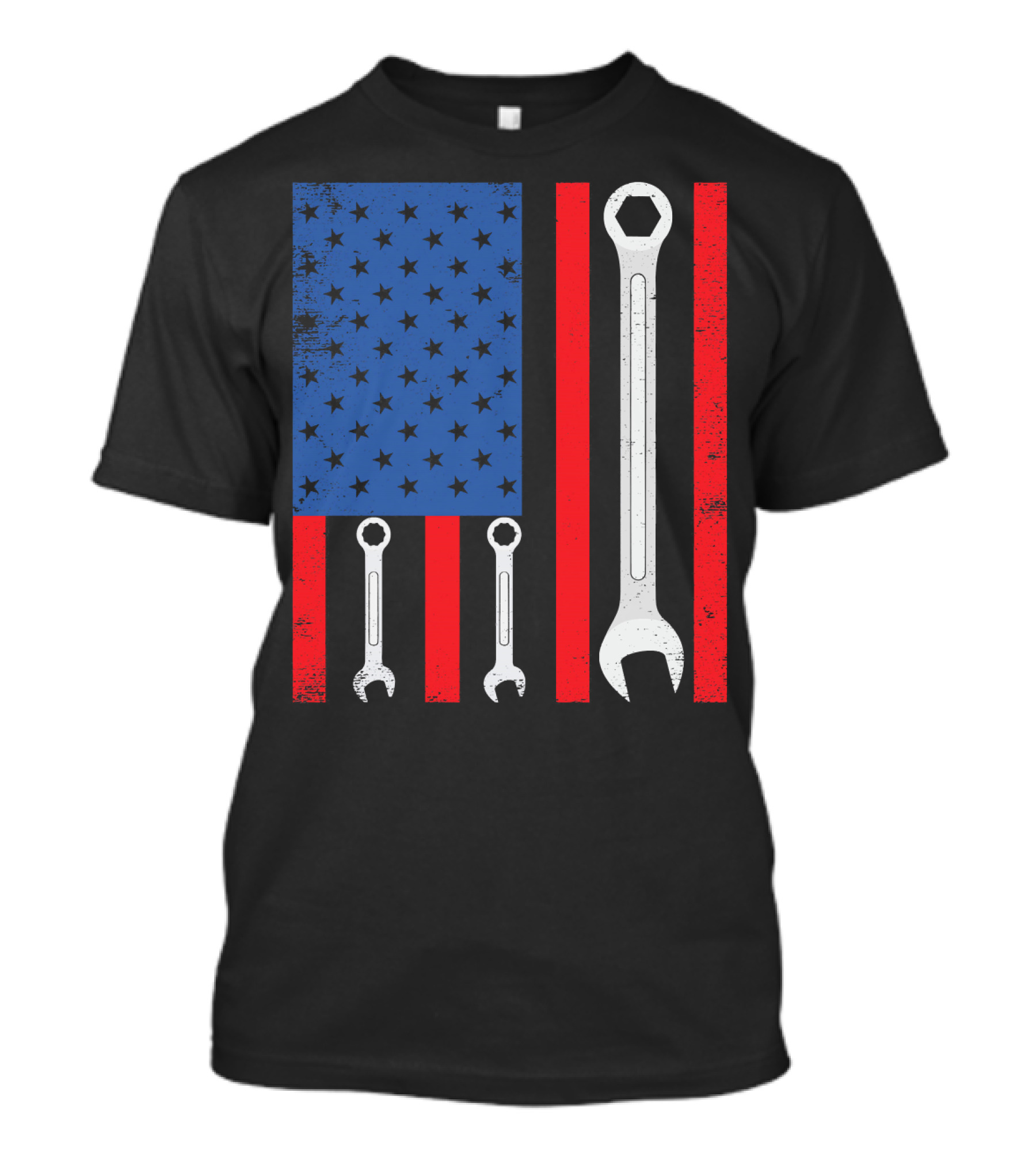 Mechanic Wrench American Flag Baseball Spo T-Shirt