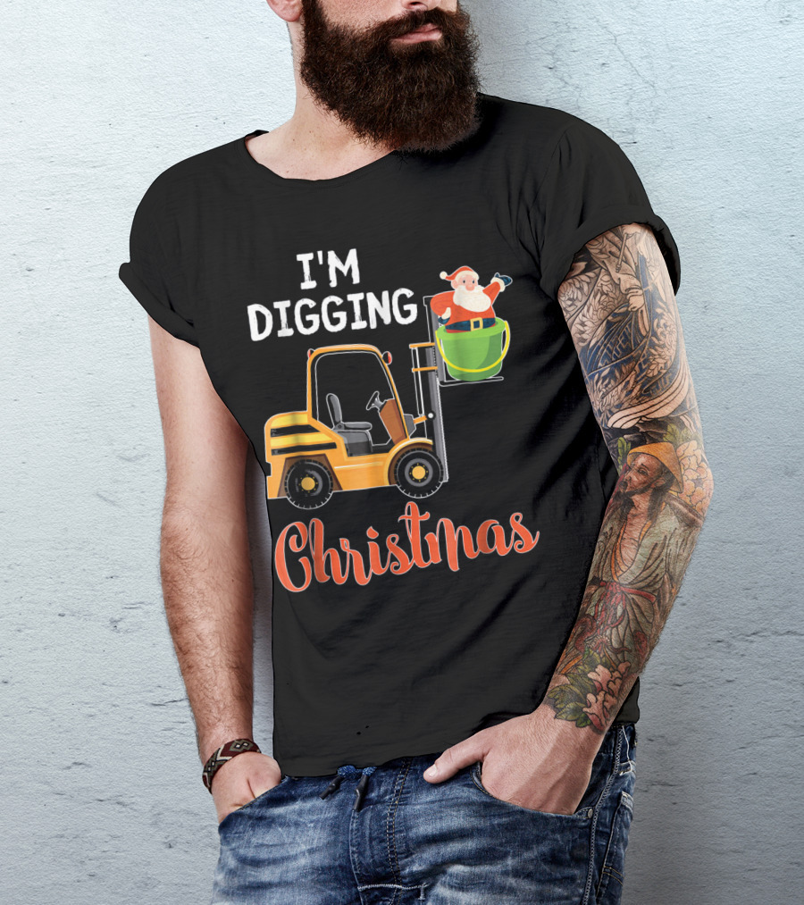 I'm Digging Christmas Santa Claus Tractor T-Shirt