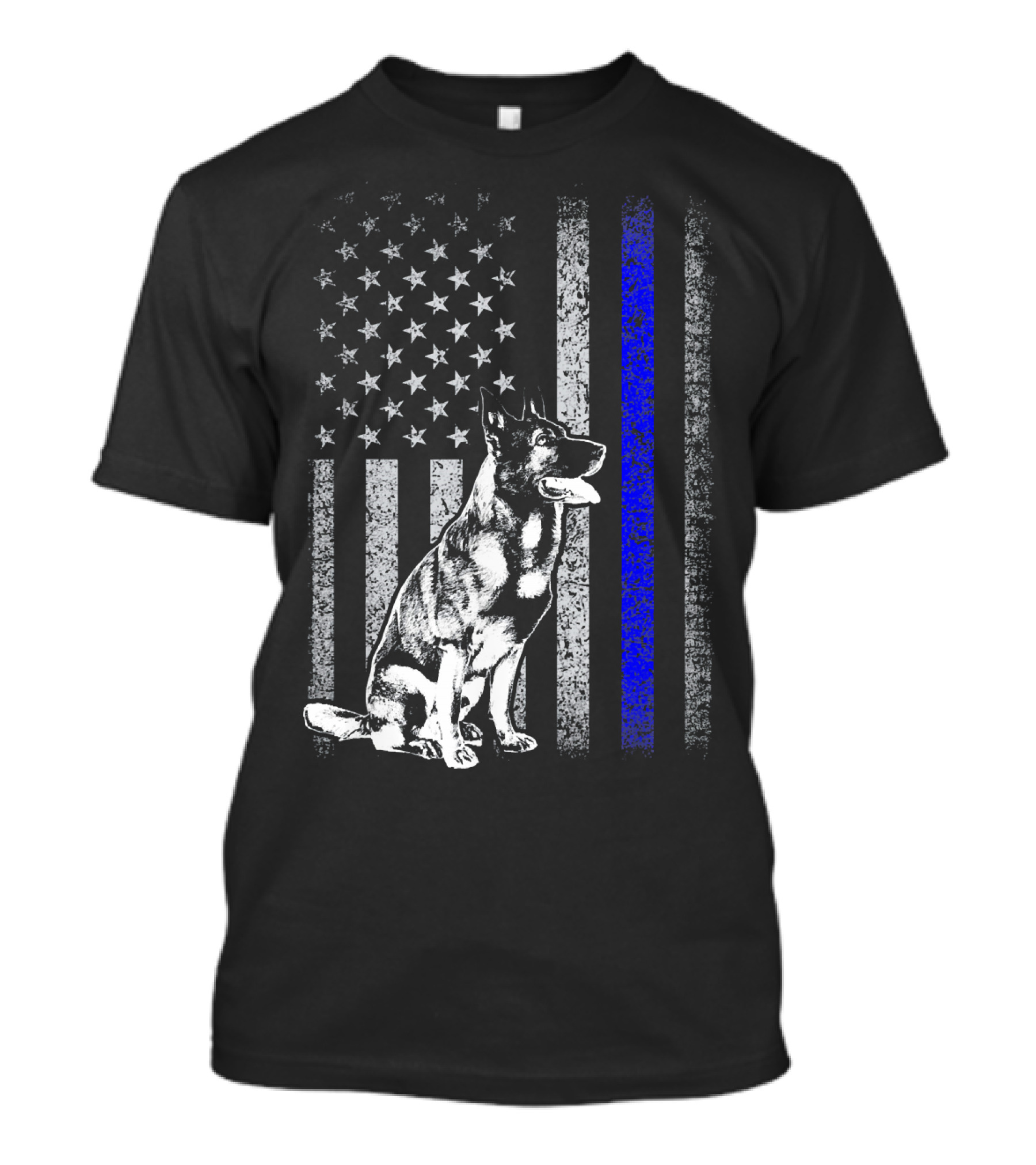 K9 Trainer Thin Blue Line American Flag With German Shepherd T-Shirt