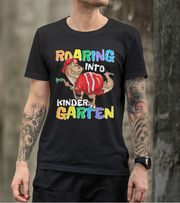 Roaring Into Kindergarten Dinosaur Fireman Adventure T-Shirt