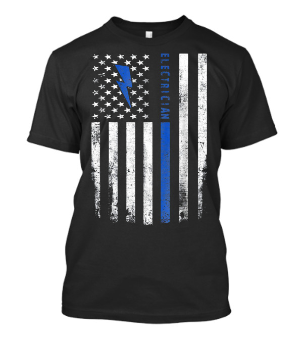 Im An Skilled Electrician Electrician American Flag Lightning Bolt T-Shirt