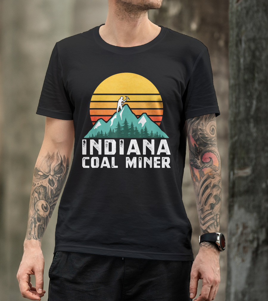 Indiana Coal Miner Eighties Mountain Sunset Vintage T-Shirt