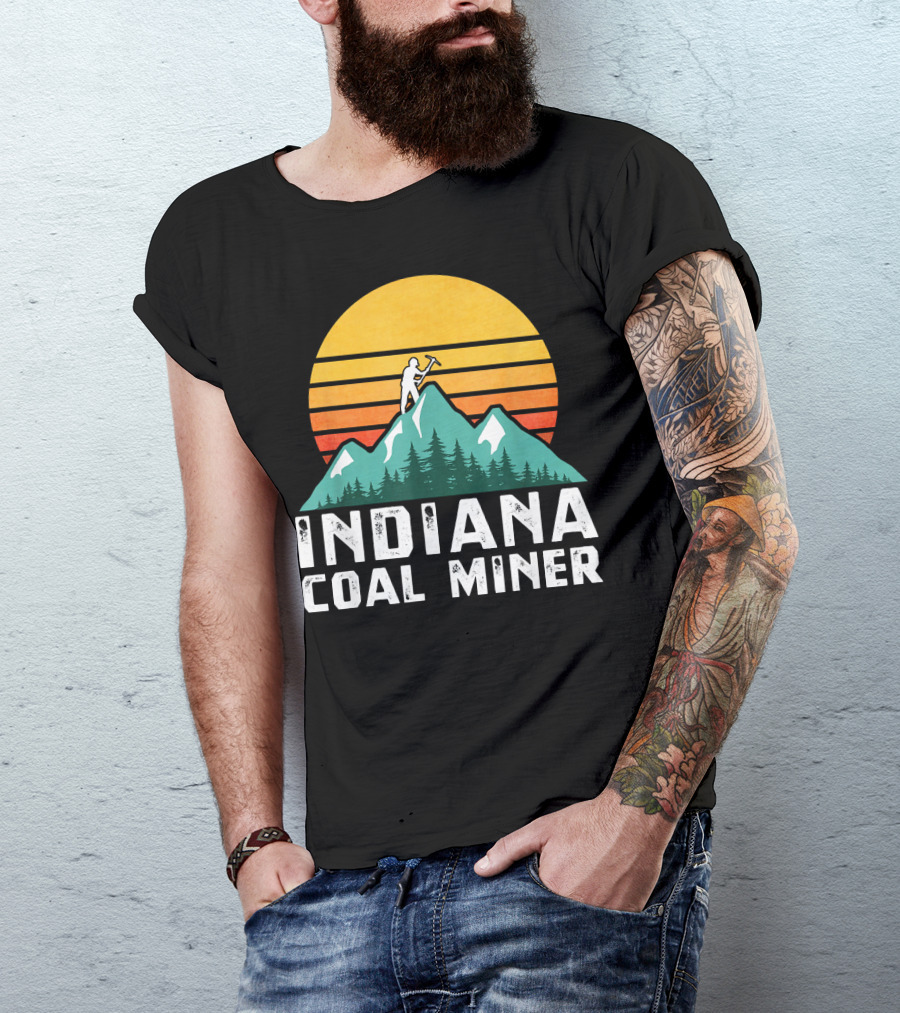 Indiana Coal Miner Eighties Mountain Sunset Vintage T-Shirt