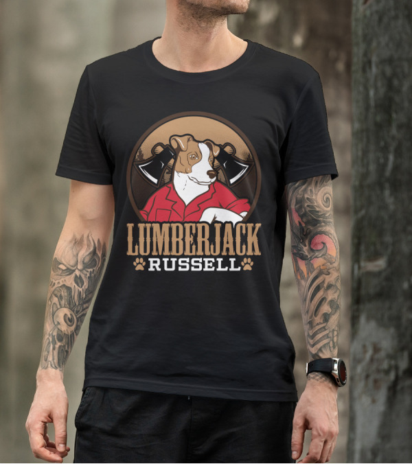 Lumberjack Jack Russell With Axes And Forest T-Shirt