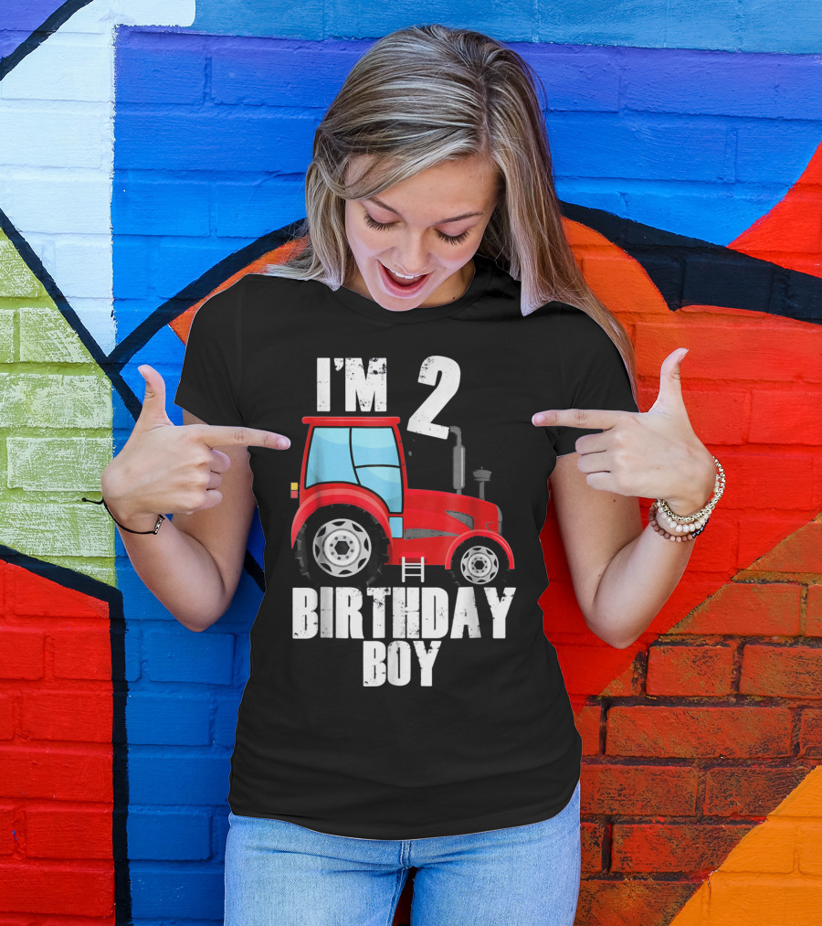 I'm 2 Birthday Boy Red Farm Tractor T-Shirt