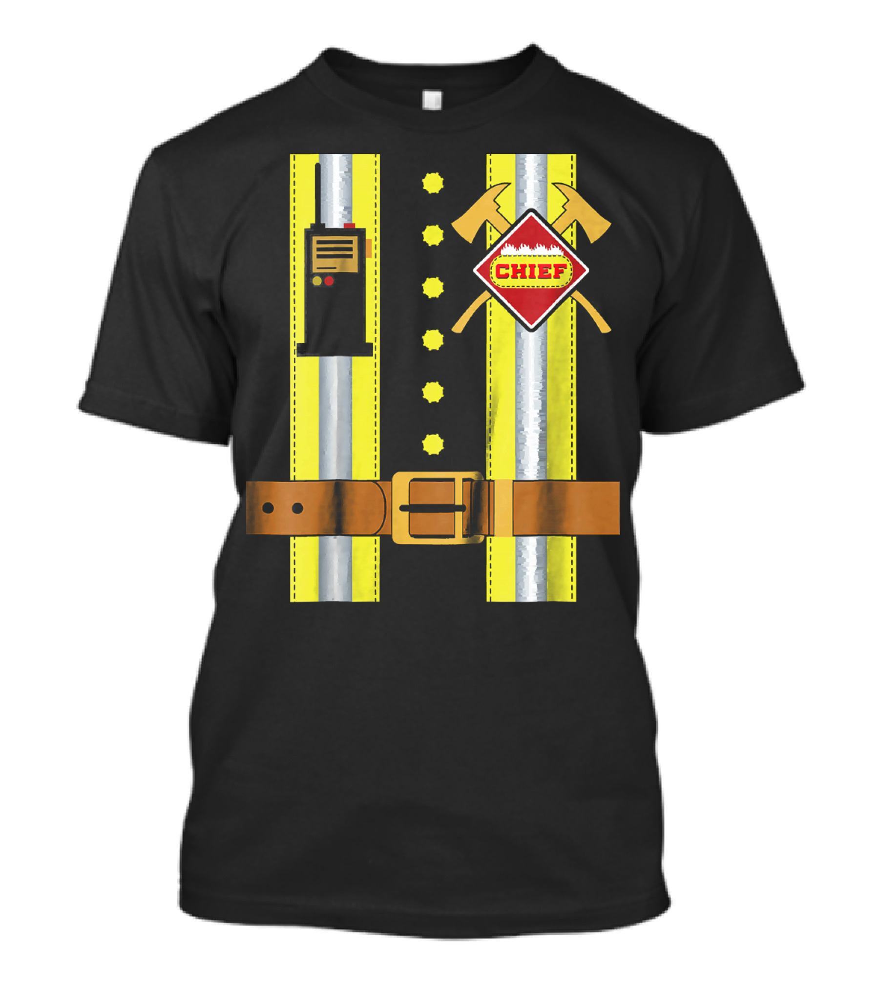 Kids Halloween Boys Firefighter Chief Costume With Belt And Radio T-Shirt
