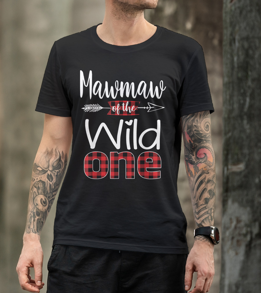 Mawmaw Of The Wild One Plaid Lumberjack Arrow Heart T-Shirt