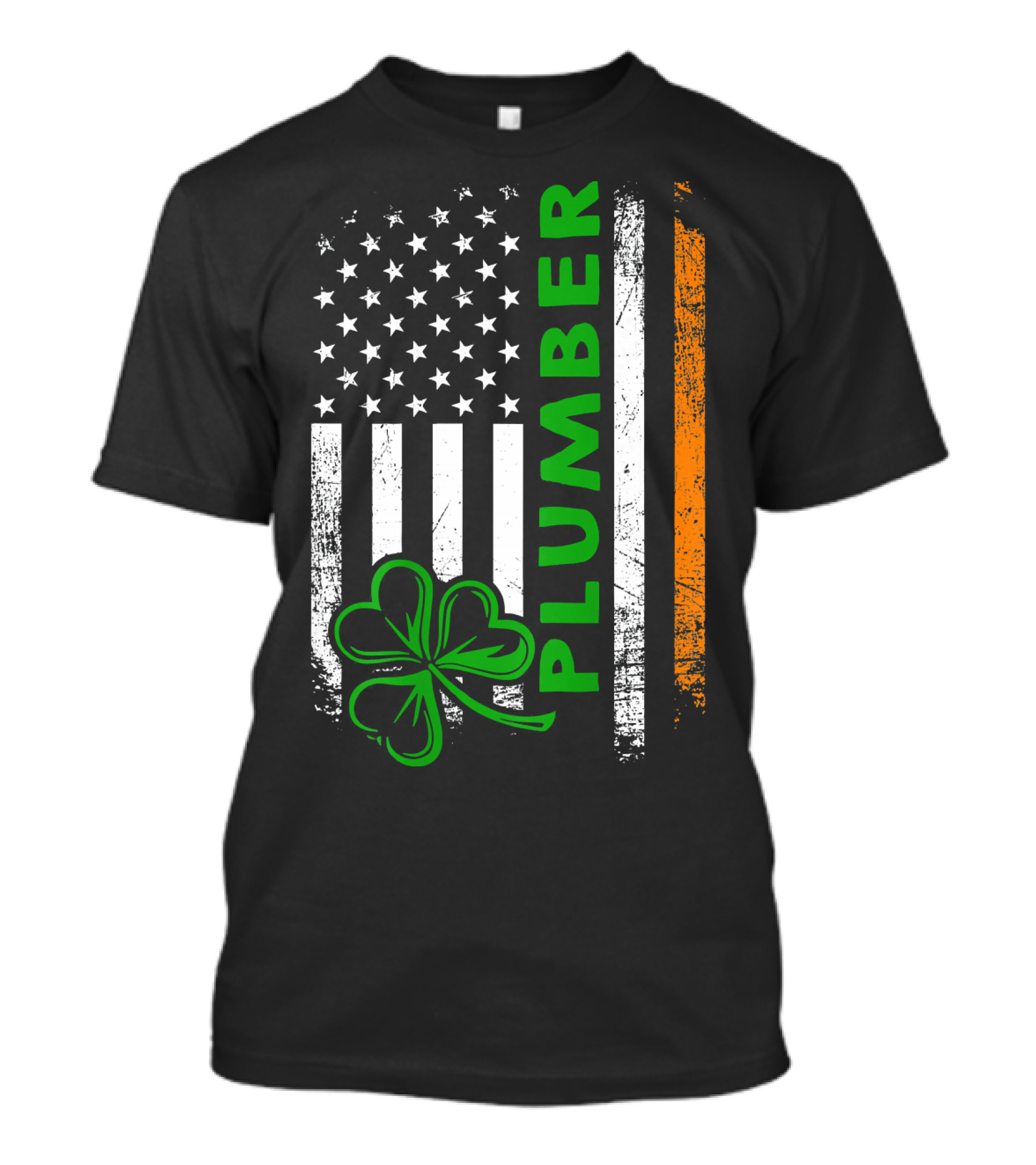 American Irish Flag Plumber With Shamrock T-Shirt