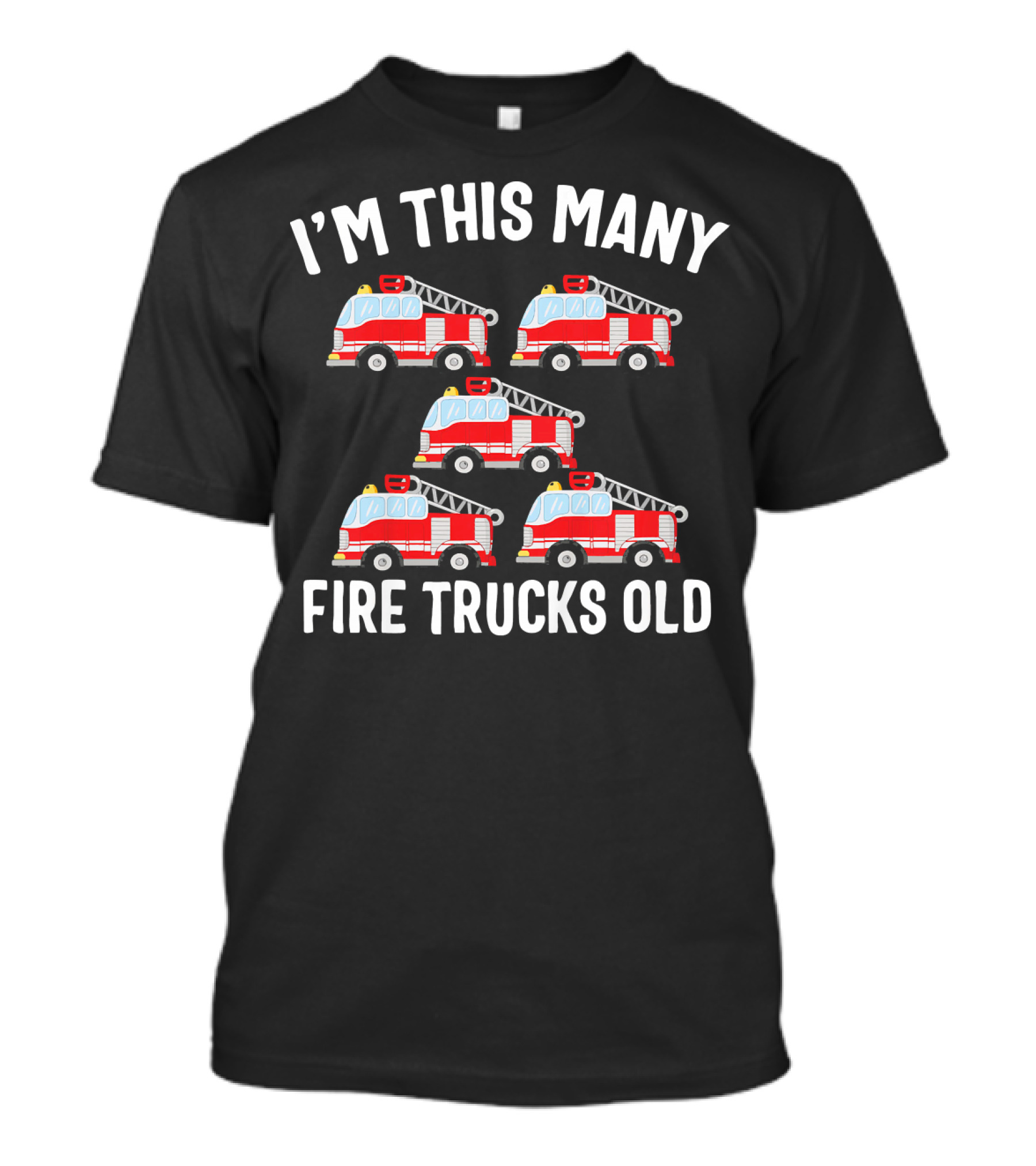 I'm This Many Fire Trucks Old 5 Year Old Firefighter Birthday T-Shirt