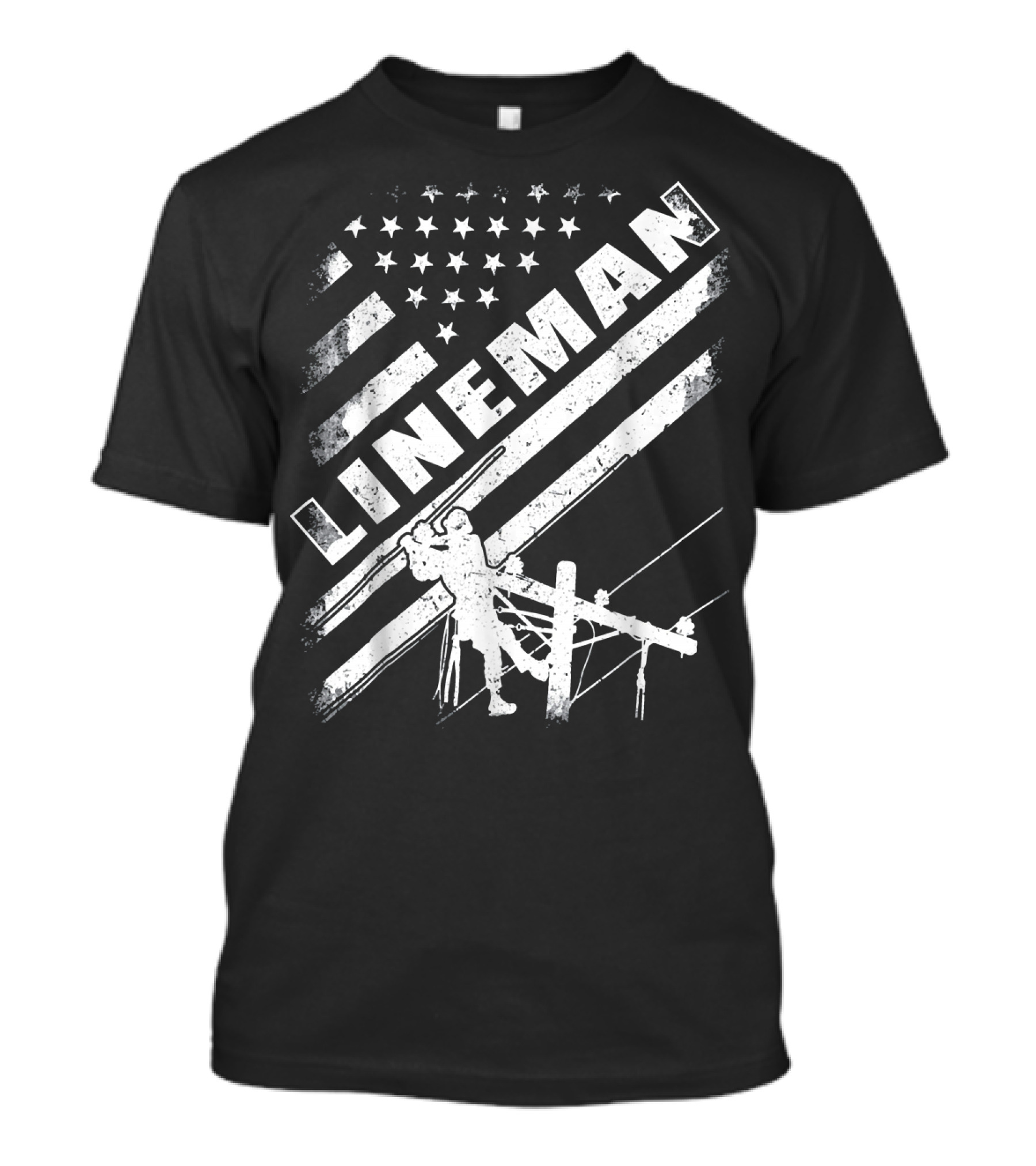 Lineman American Flag Worker Silhouette USA T-Shirt