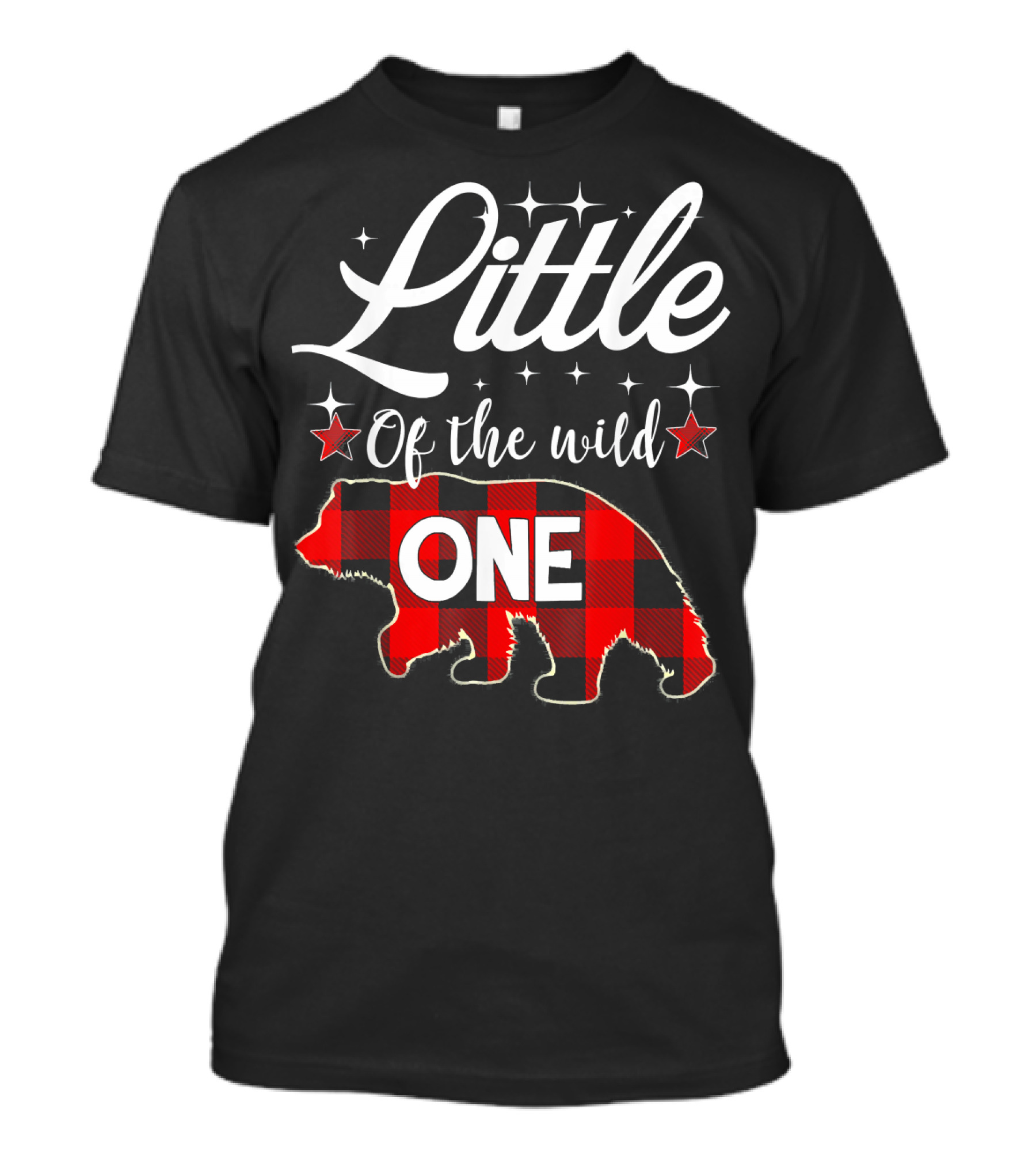 Little Of The Wild One Plaid Bear Stars T-Shirt