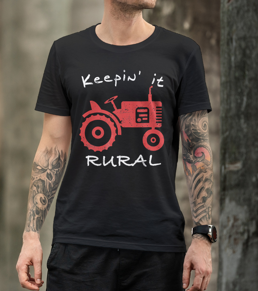 Keepin It Rural Farming Tractor Red Vintage Tractor T-Shirt