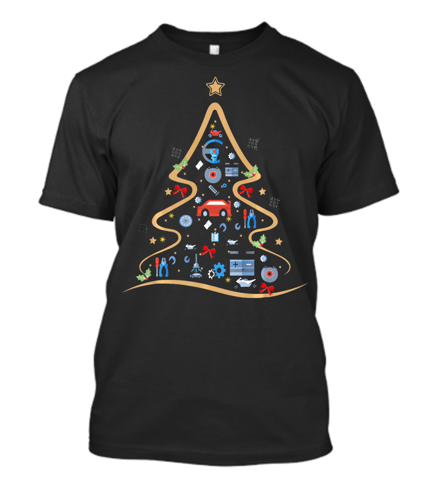 Christmas Mechanic Tools Pine Tree Holiday T-Shirt