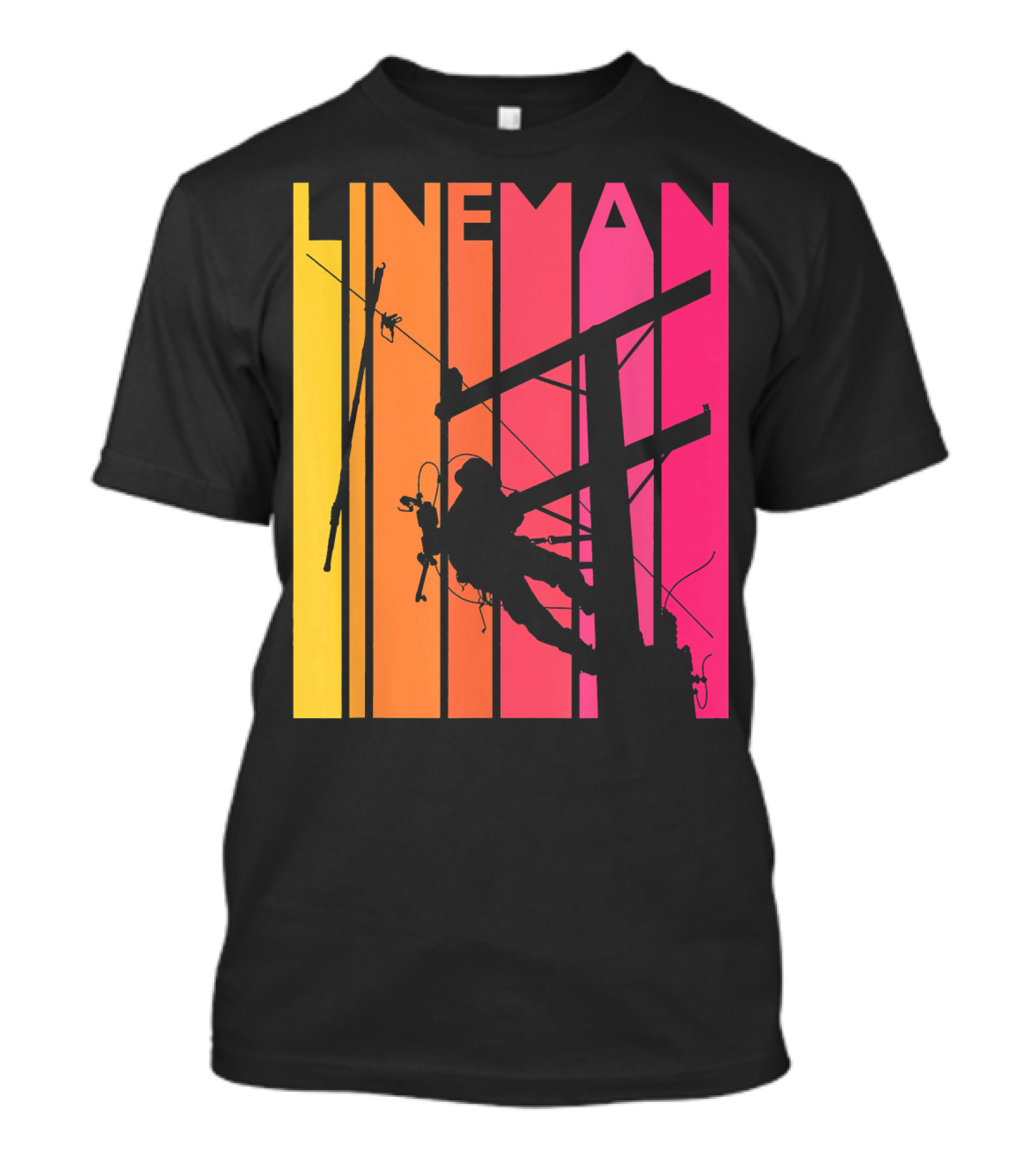 Lineman Retro Vintage Silhouette On Gradient Background T-Shirt