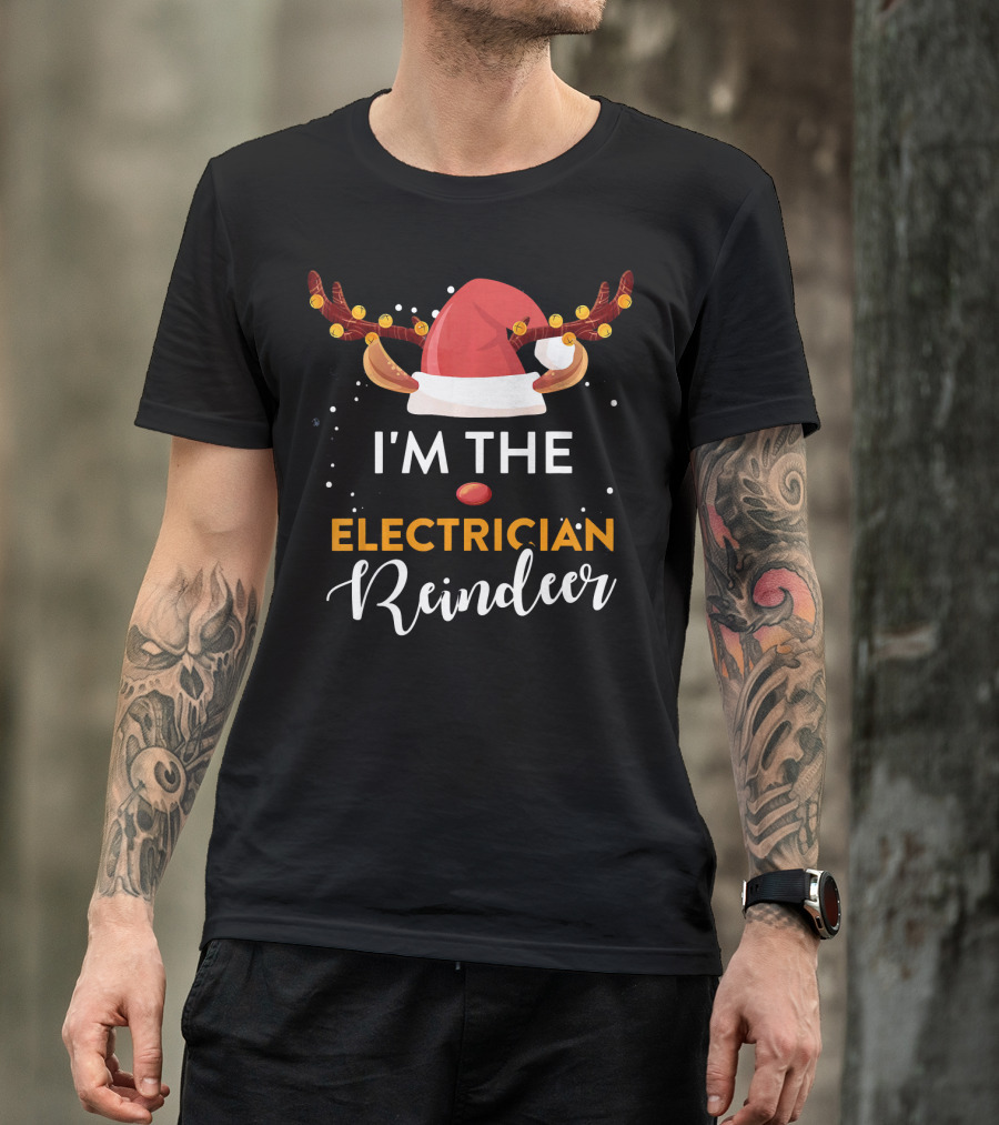 I'm The Electrician Reindeer Santa Hat Lights T-Shirt