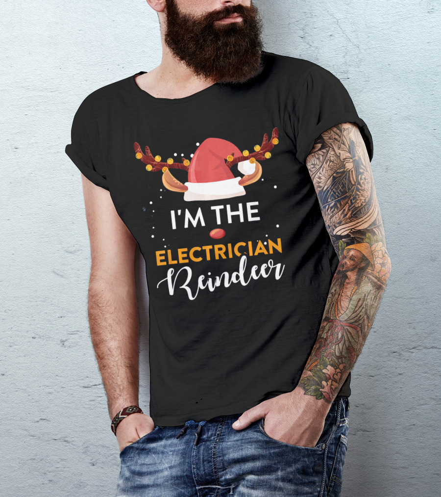 I'm The Electrician Reindeer Santa Hat Lights T-Shirt