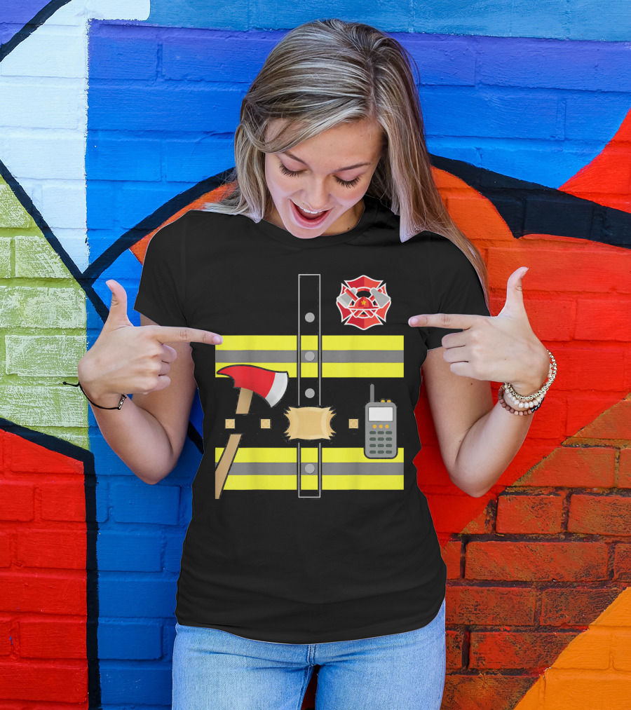Firefighter Axe Walkie-Talkie Safety Gear Kids Fireman T-Shirt