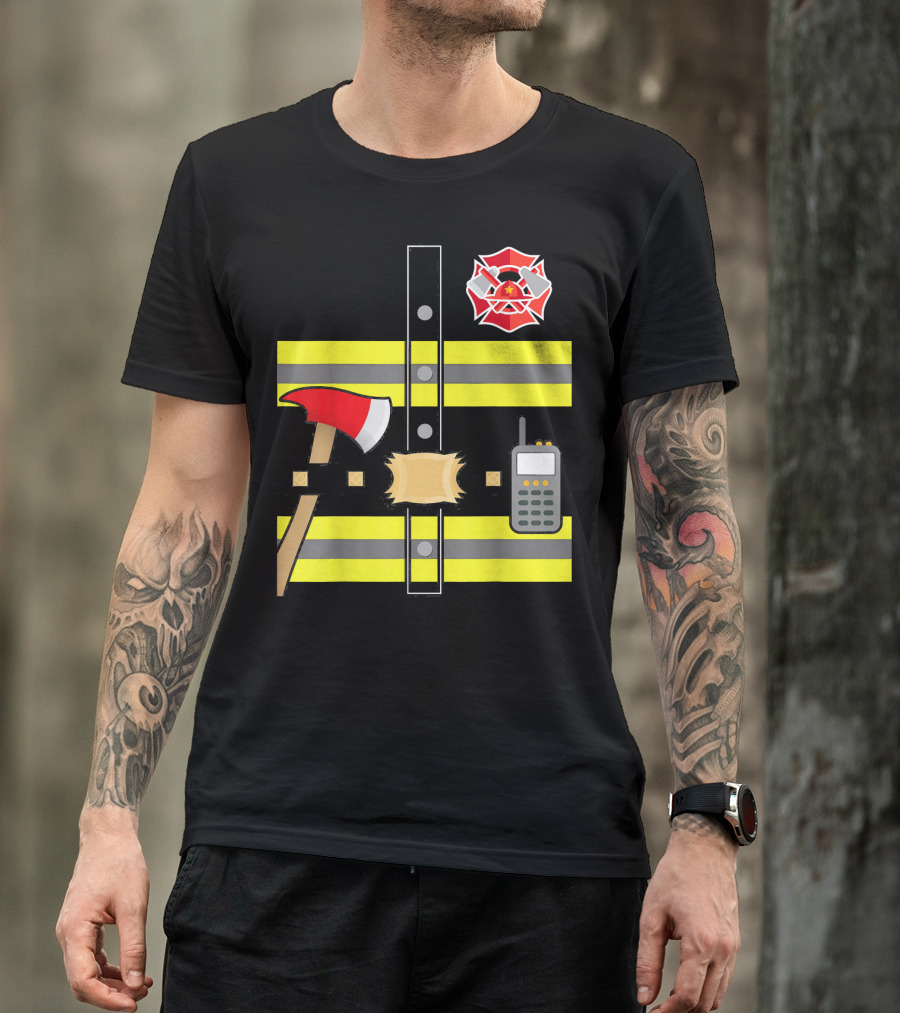 Firefighter Axe Walkie-Talkie Safety Gear Kids Fireman T-Shirt