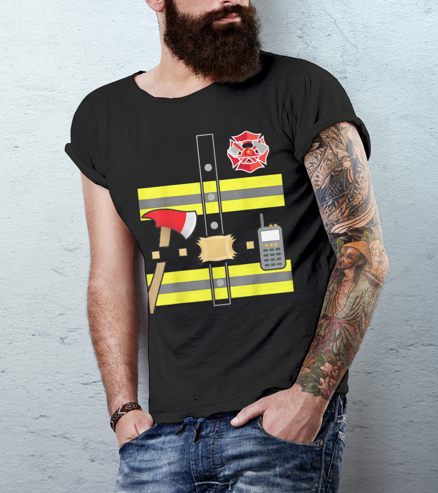 Firefighter Axe Walkie-Talkie Safety Gear Kids Fireman T-Shirt
