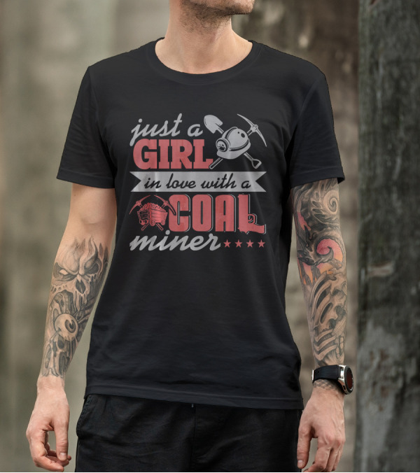 Just A Girl In Love With A Coal Miner Shovel Helmet Mining Icons T-Shirt