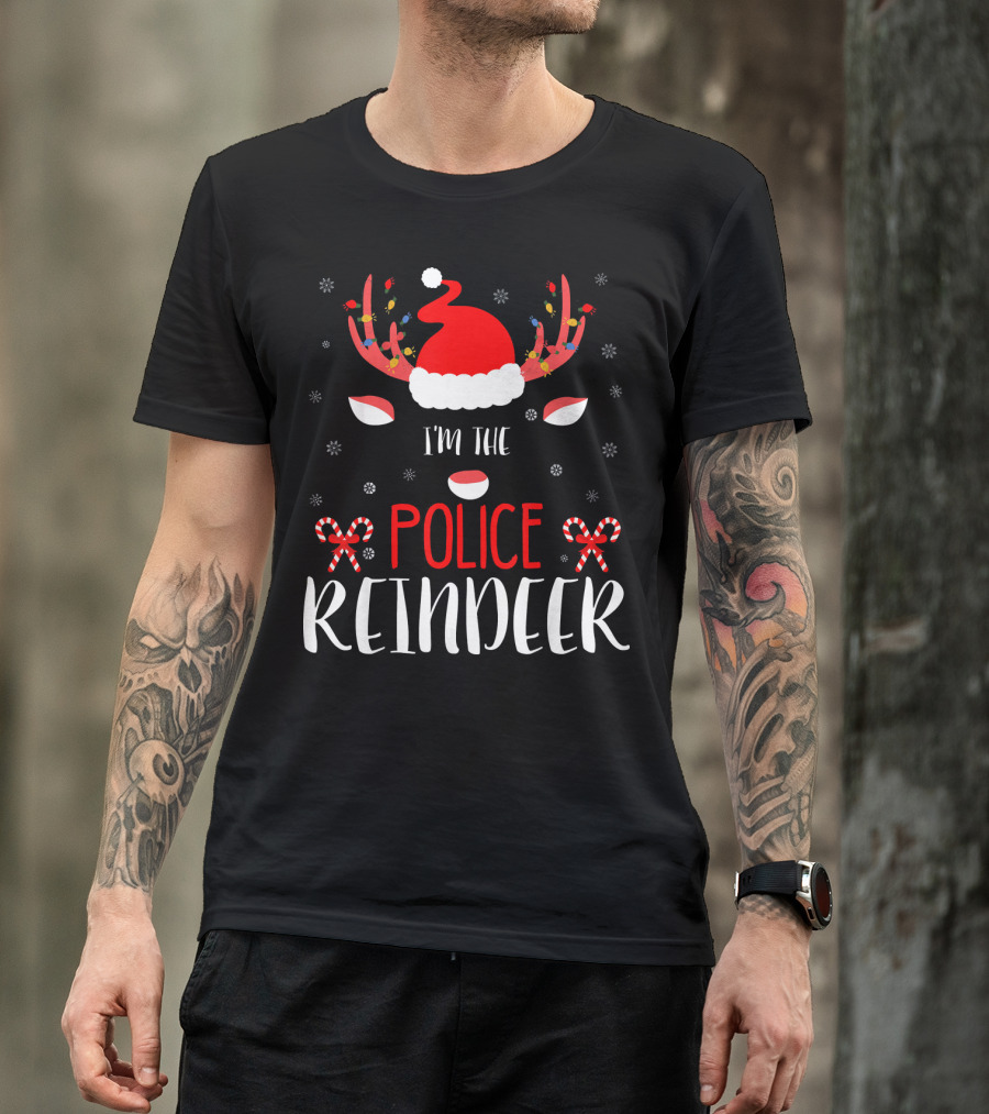 I'm The Police Reindeer Santa Hat Candy Canes T-Shirt
