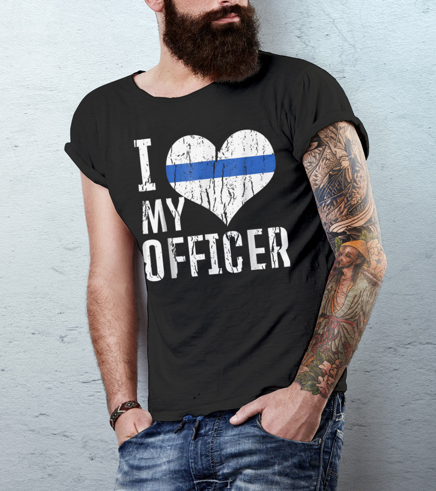 I Love My Officer Thin Blue Line Law Enforcement T-Shirt