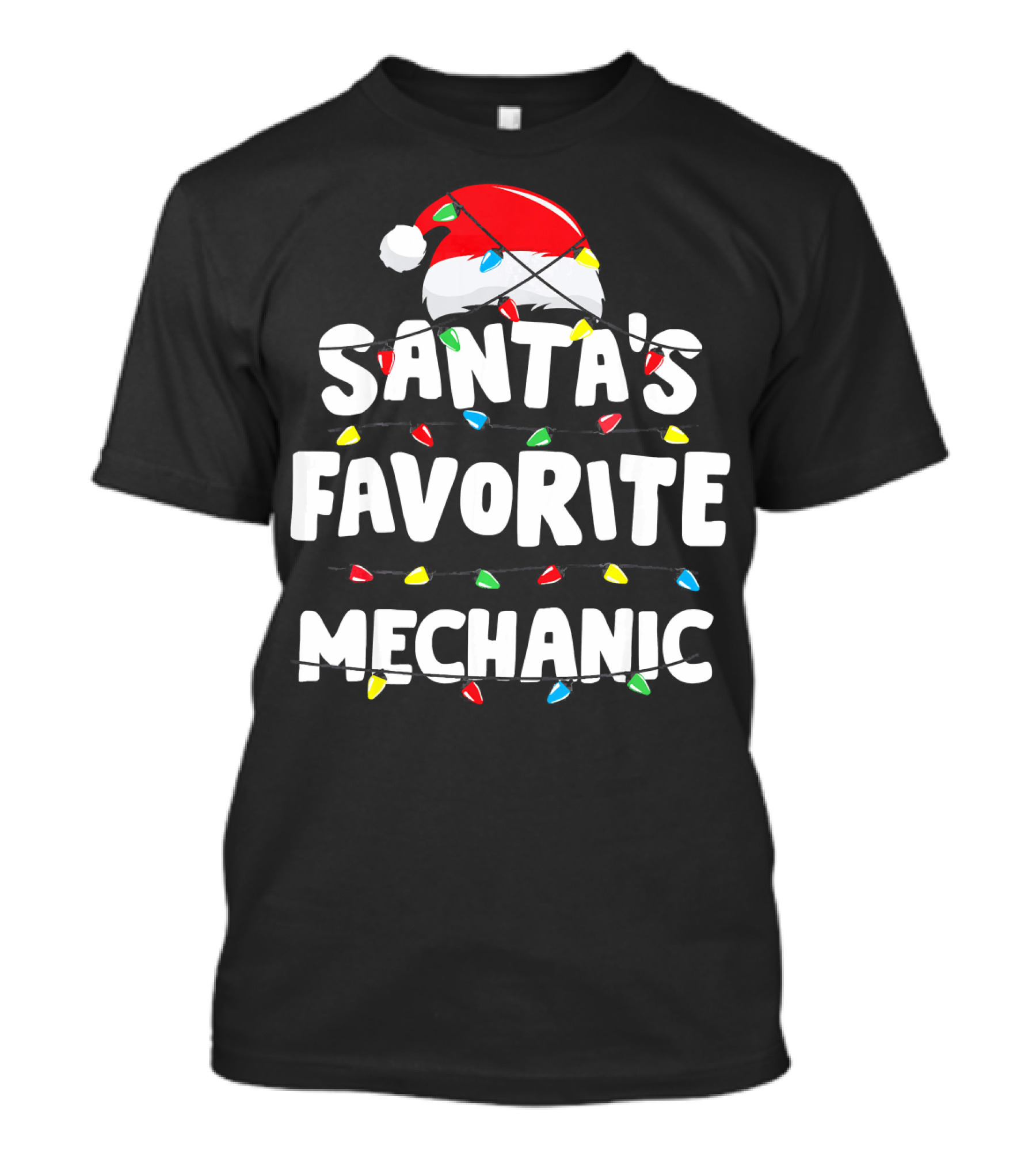 Santa's Favorite Mechanic Christmas Light T-Shirt