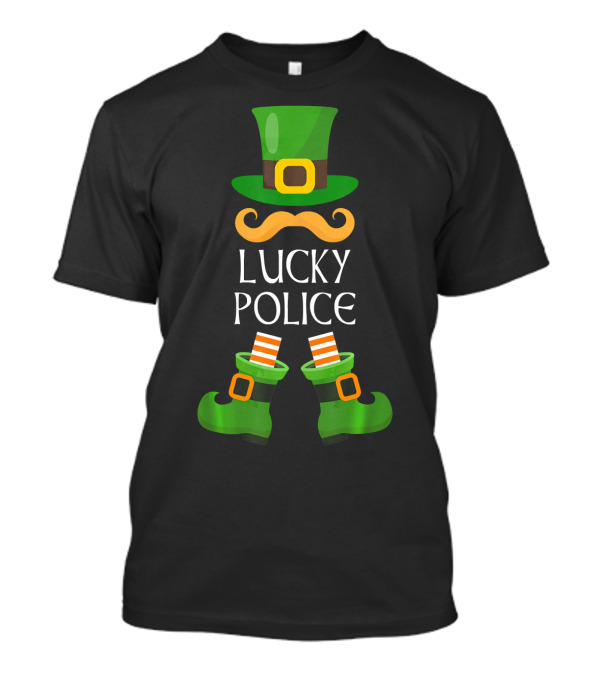 Lucky Police Leprechaun Hat Mustache Boots T-Shirt