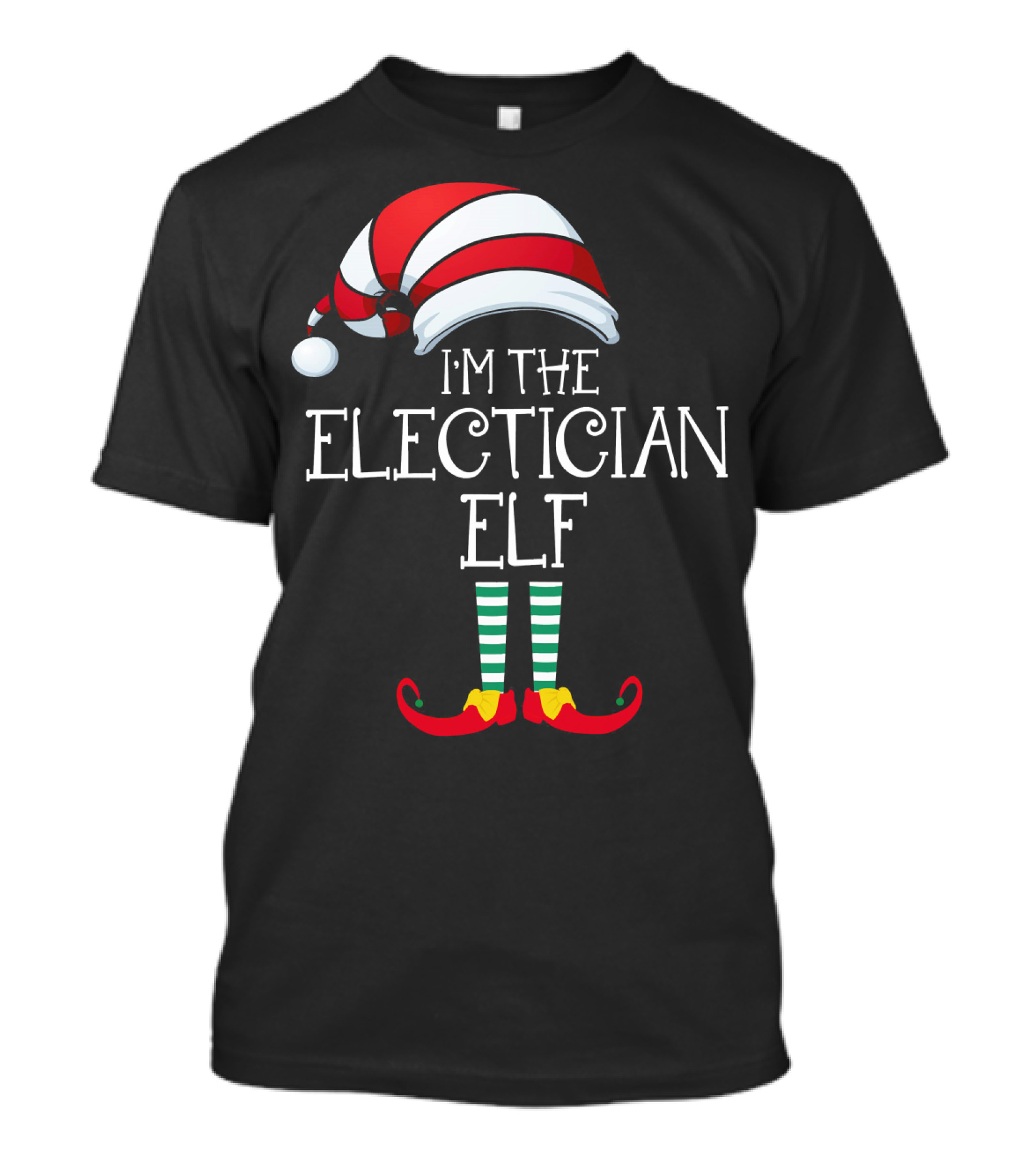 I'm The Electrician Elf Striped Hat And Shoes T-Shirt