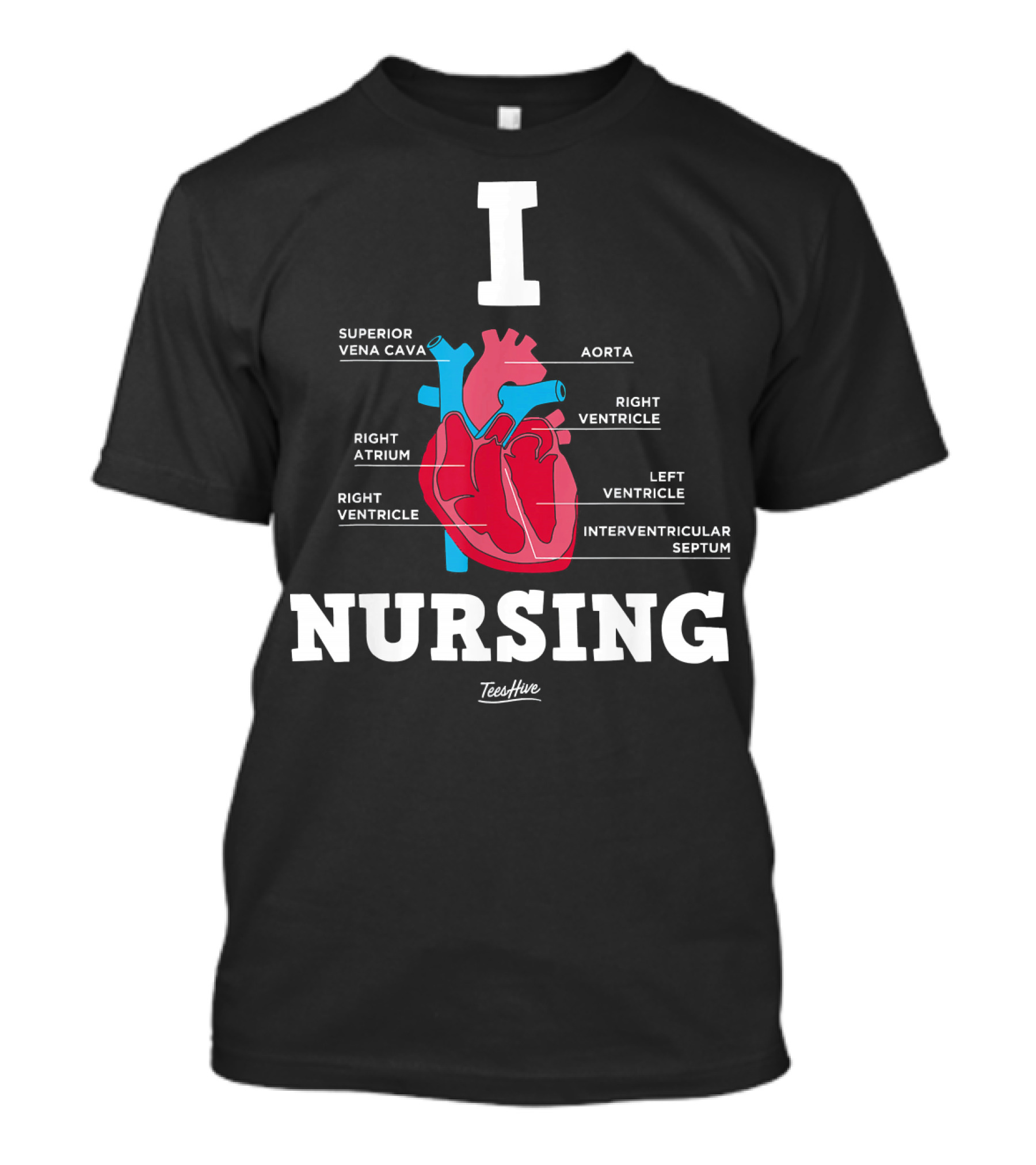 I Love Nursing Anatomical Heart Diagram TeeHive T-Shirt