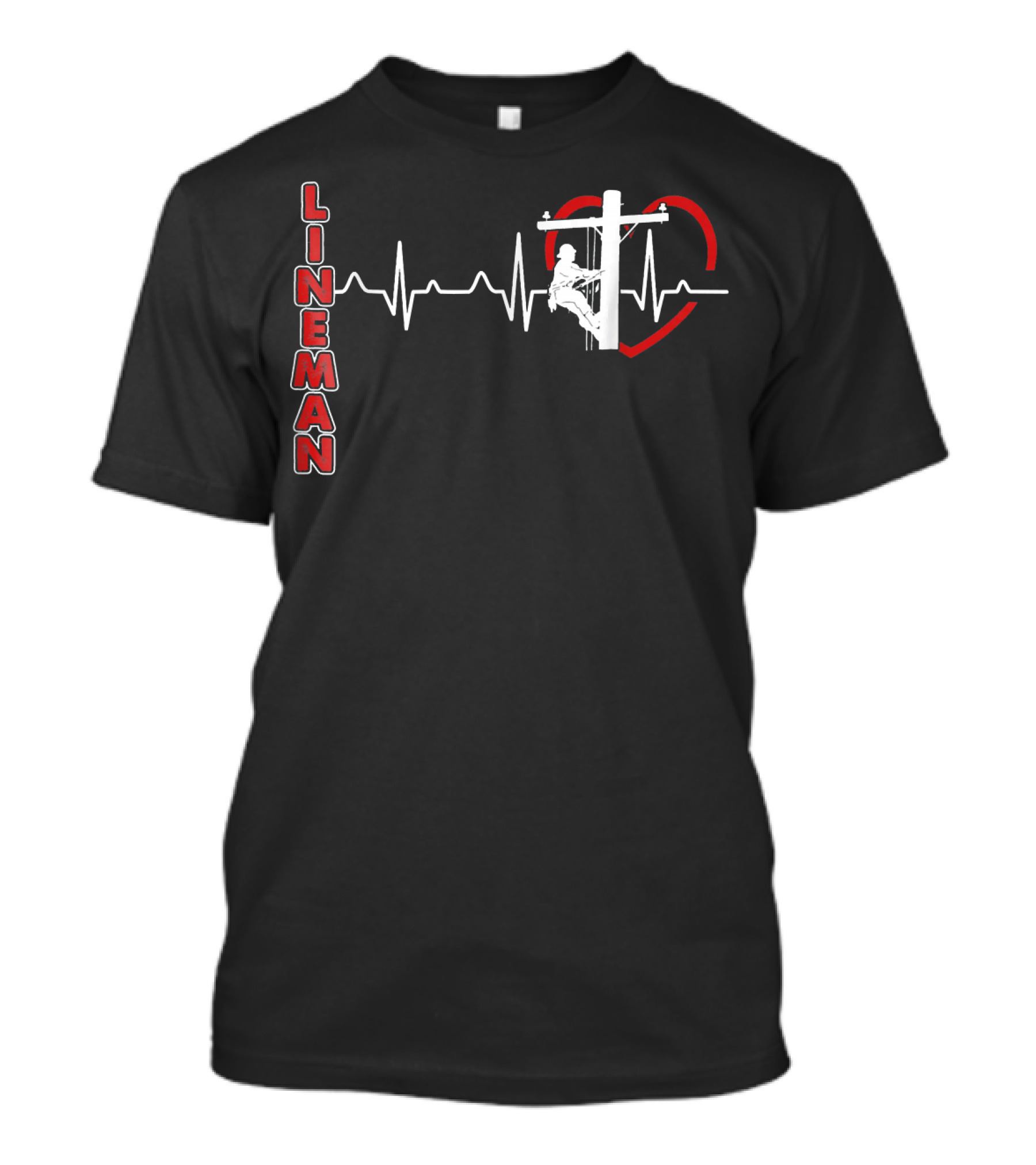 Lineman Heartbeat Power Pole Climber With Heart Line T-Shirt