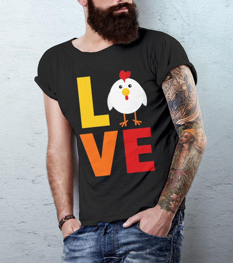 LOVE Chicken Colorful Farm T-Shirt