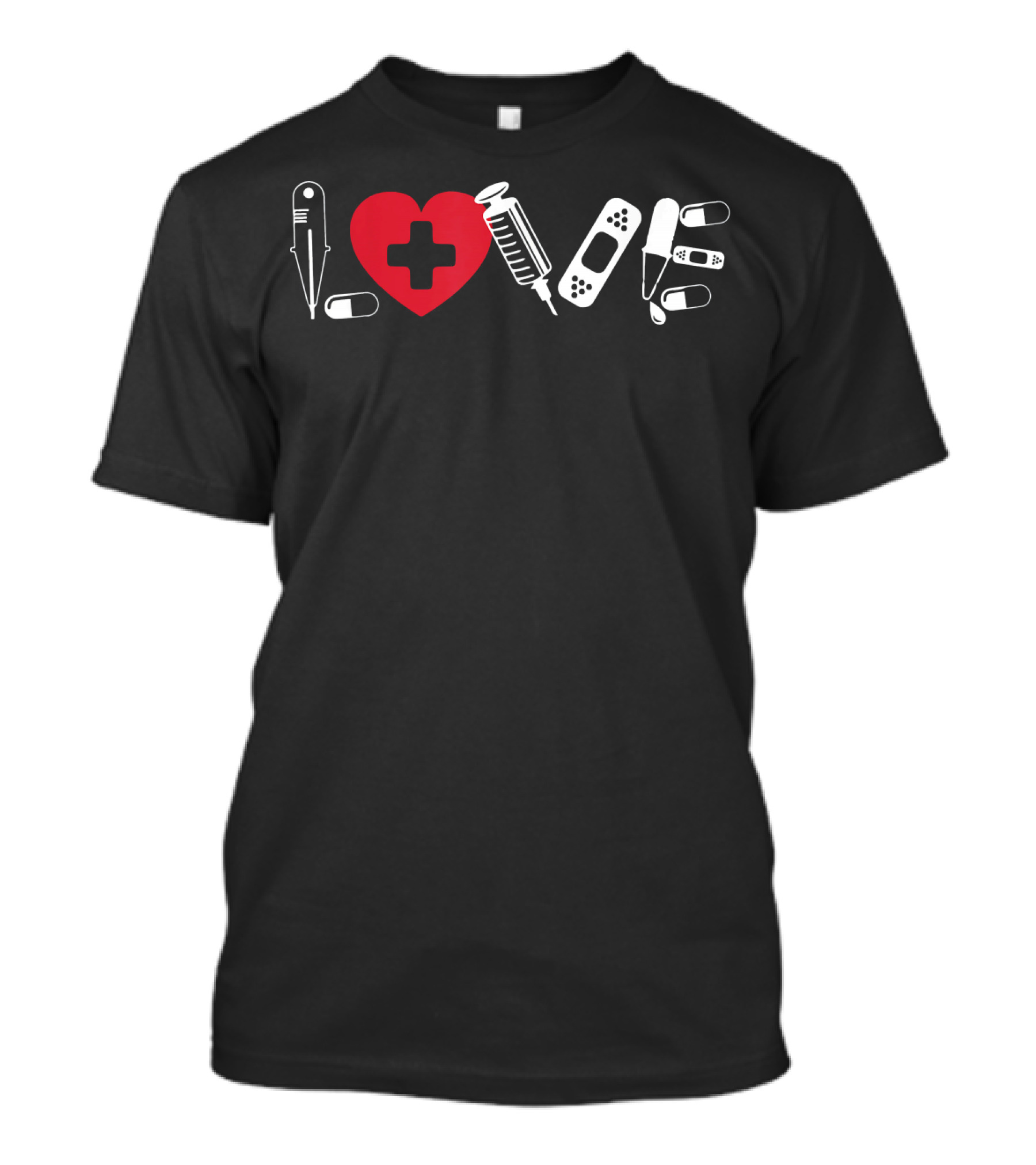 Love Nurse Nursing School Heart Syringe Bandage T-Shirt