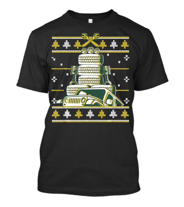 Merry Christmas Car Mechanic Repair Tire Tree Pistons Jeep Wrench T-Shirt