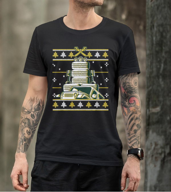 Merry Christmas Car Mechanic Repair Tire Tree Pistons Jeep Wrench T-Shirt