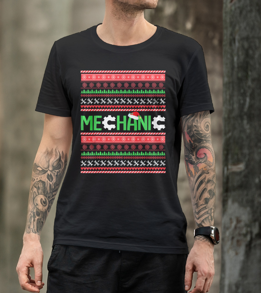 Mechanic Christmas Tools And Gear Santa Hat T-Shirt