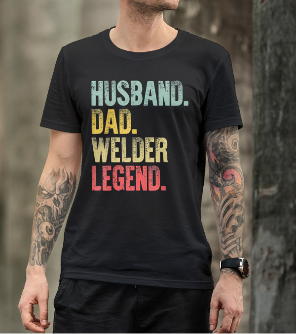 Husband Dad Welder Legend Vintage Funny Mens T-Shirt