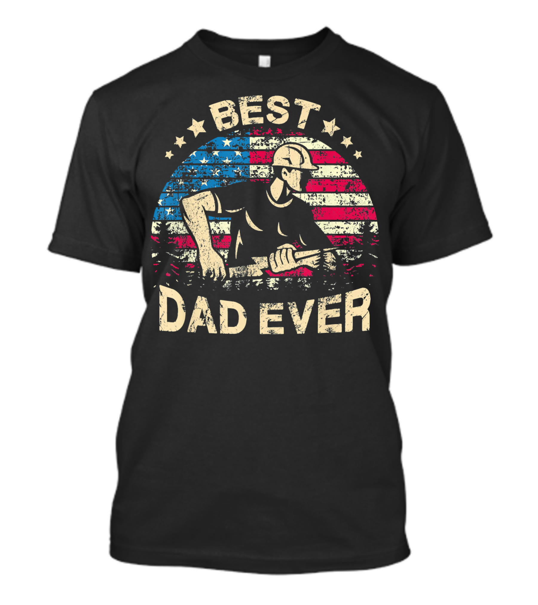 BEST DAD EVER Electrician Eng American Flag Stars T-Shirt