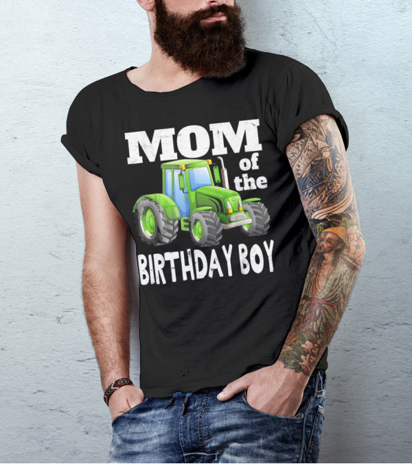 Mom Of The Birthday Boy Kids Farm Tractor T-Shirt