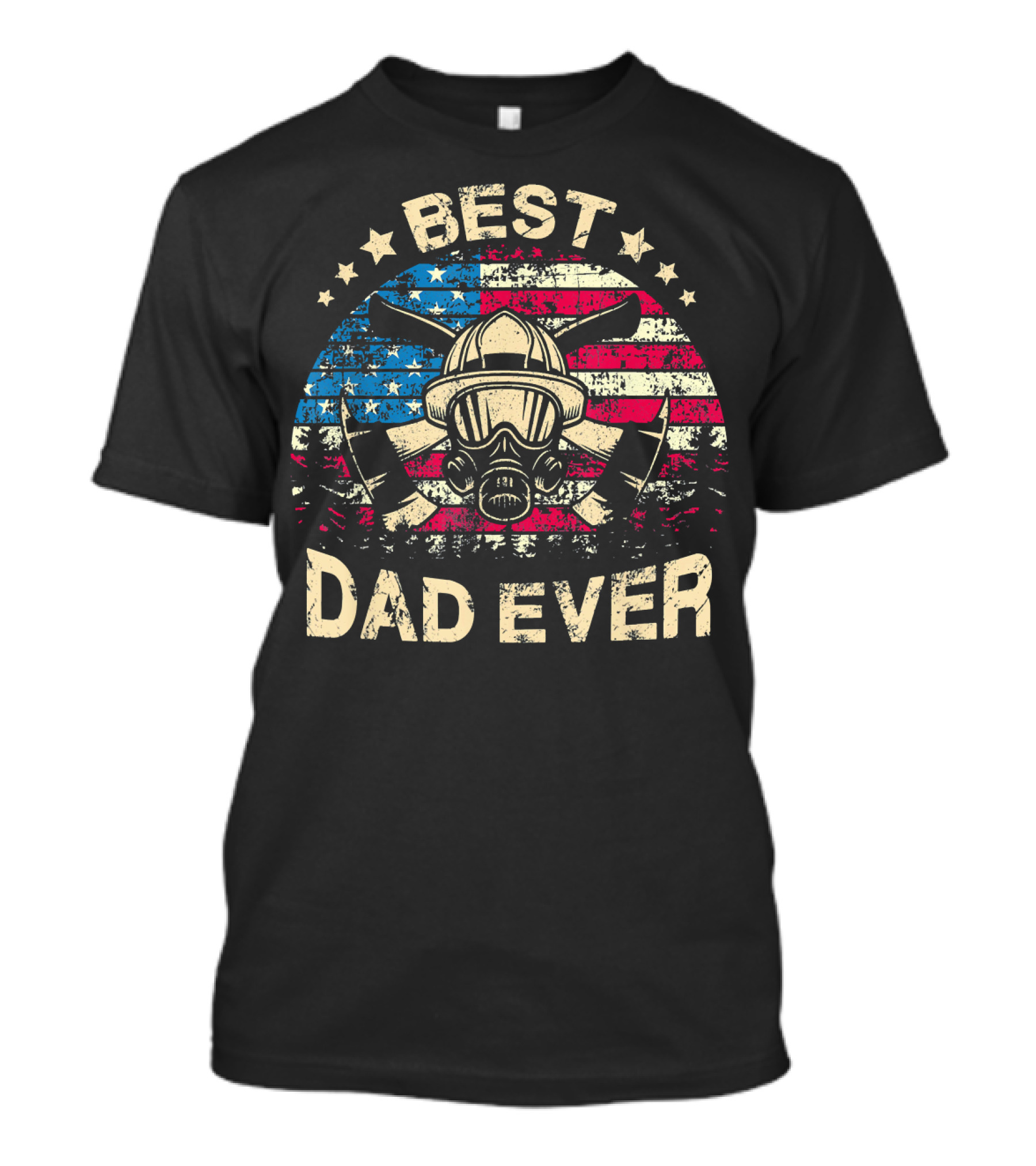 Best Firefighter Dad Ever American Flag Helmet T-Shirt