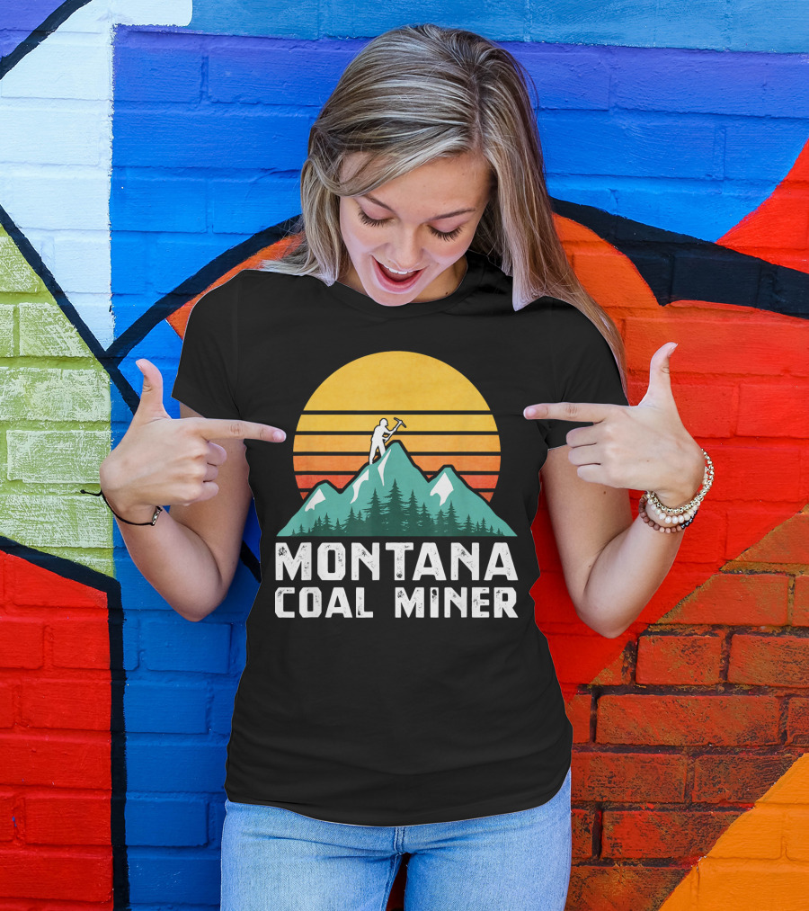 Montana Coal Miner Eighties Vintage Mountain Sunset T-Shirt
