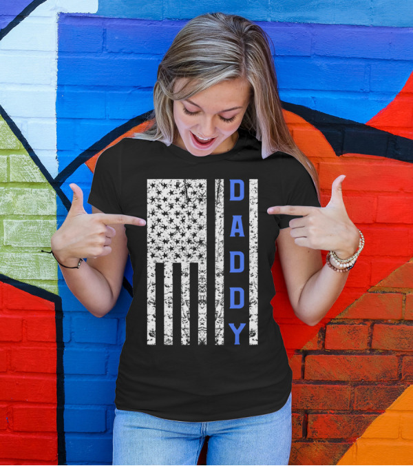 American Flag Daddy Police Dad T-Shirt