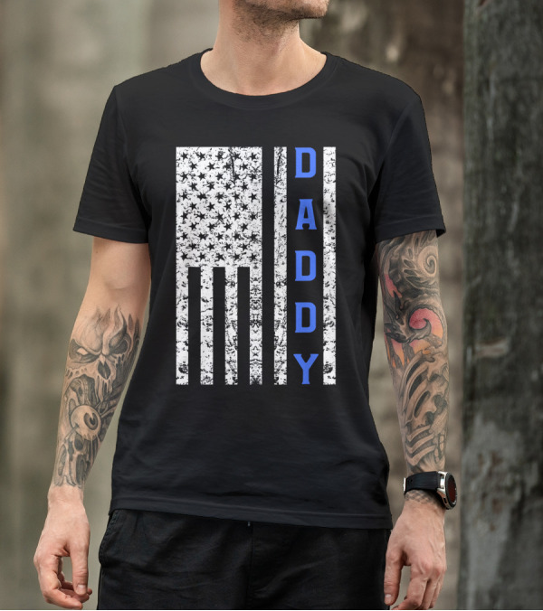 American Flag Daddy Police Dad T-Shirt