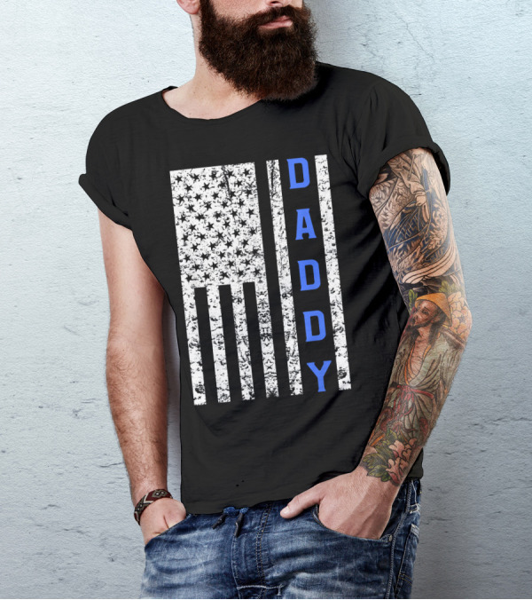 American Flag Daddy Police Dad T-Shirt