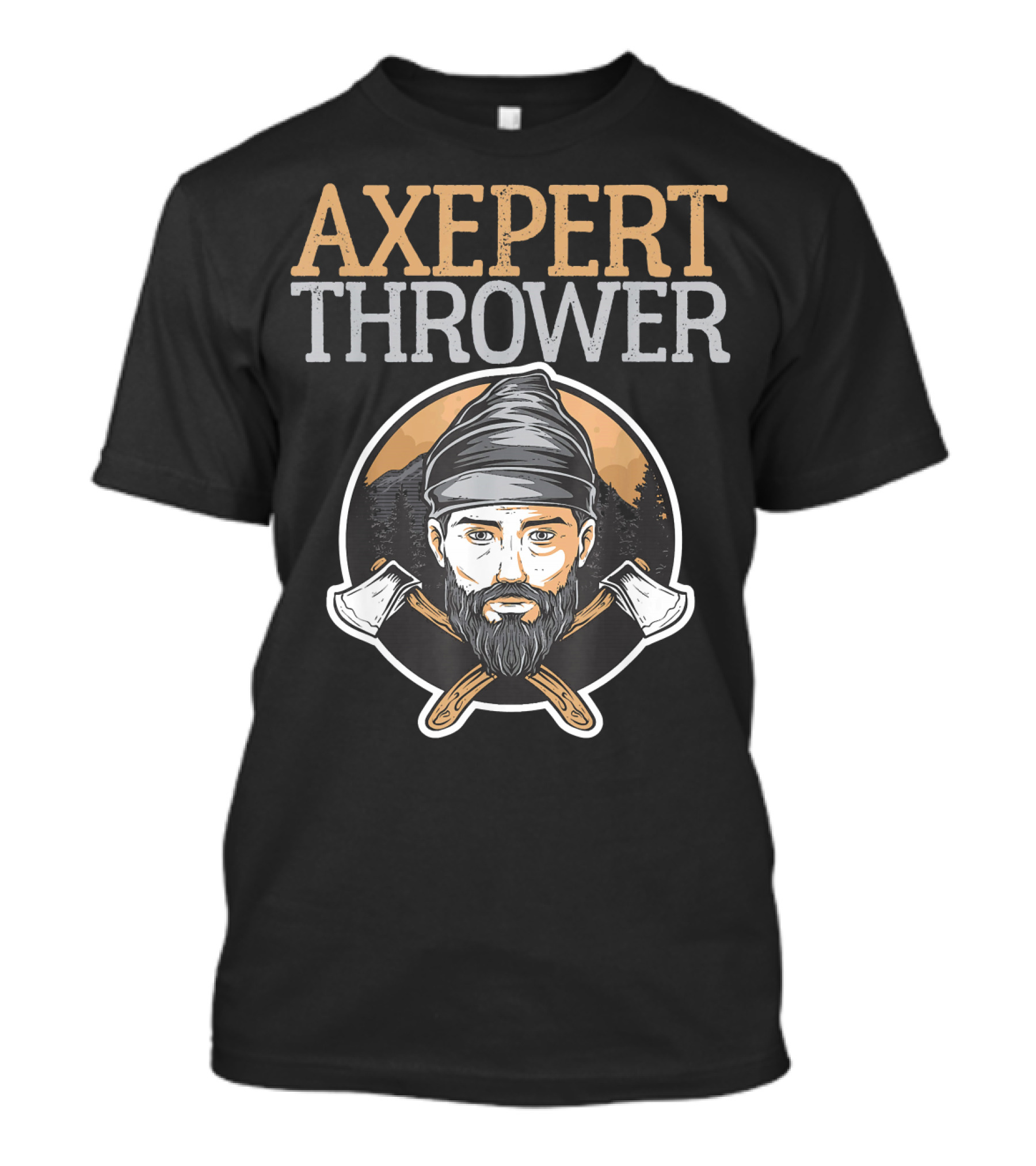 Mens Axepert Thrower Funny Axe Throwing Beard Lumberjack Forest T-Shirt
