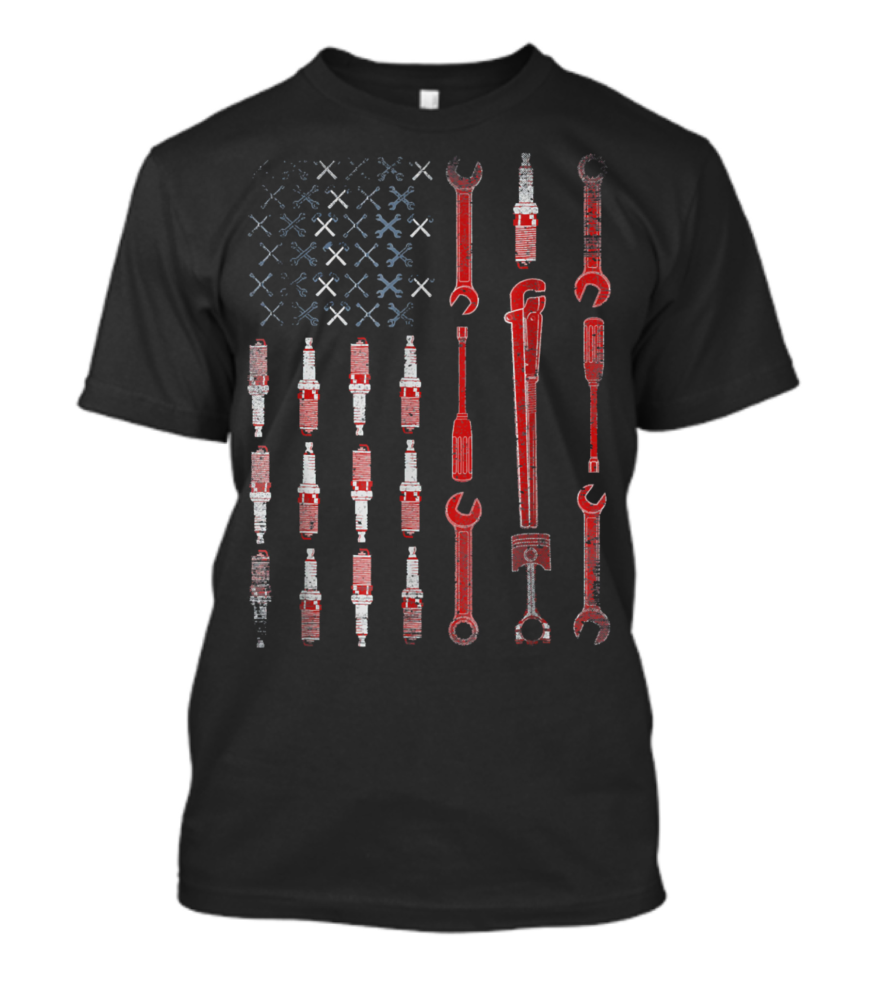 Mechanic USA Flag Spark Plugs And Tools T-Shirt