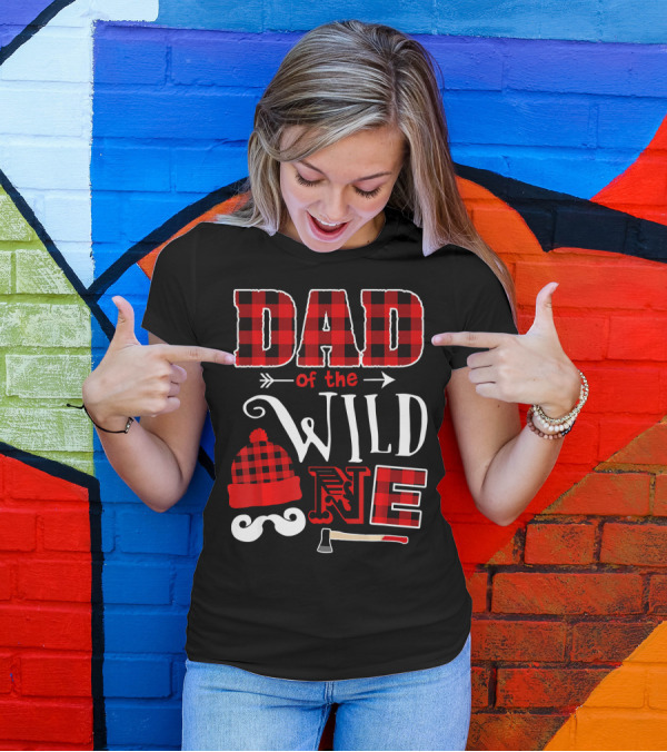 Dad Of The Wild One Buffalo Plaid Lumberjack Birthday T-Shirt
