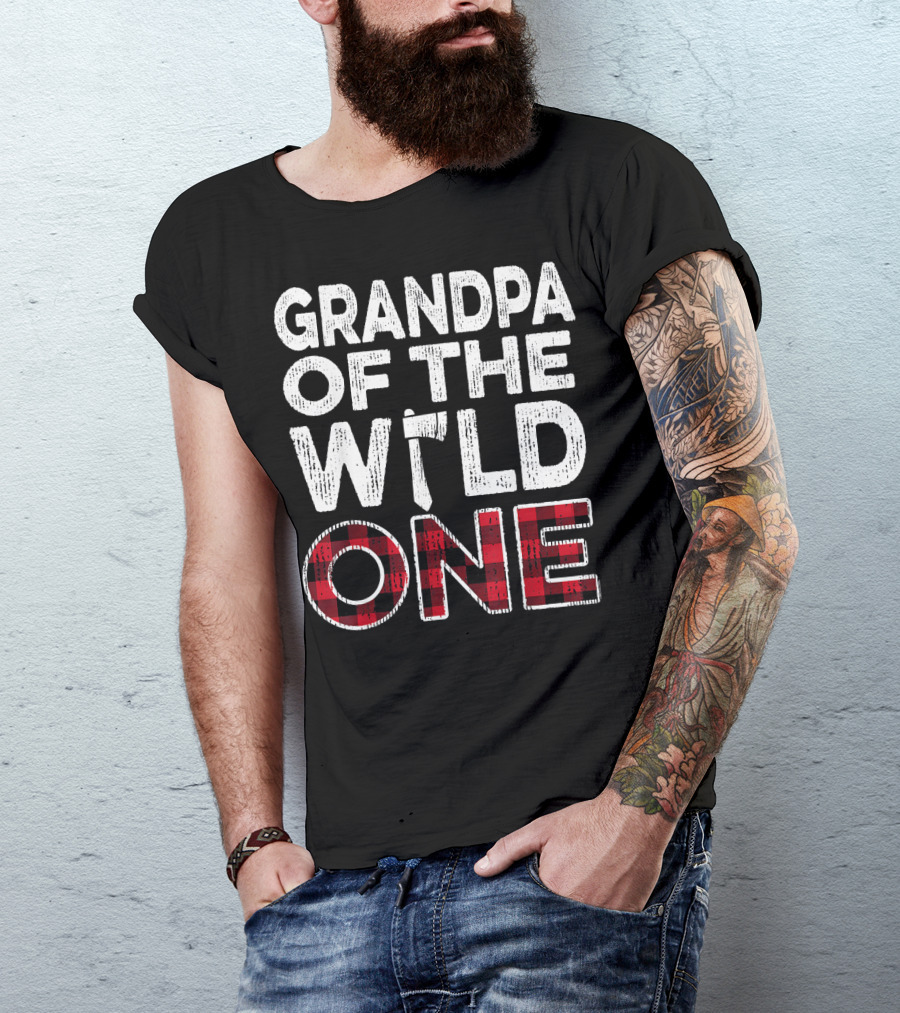 Grandpa Of The Wild One Lumberjack Plaid T-Shirt