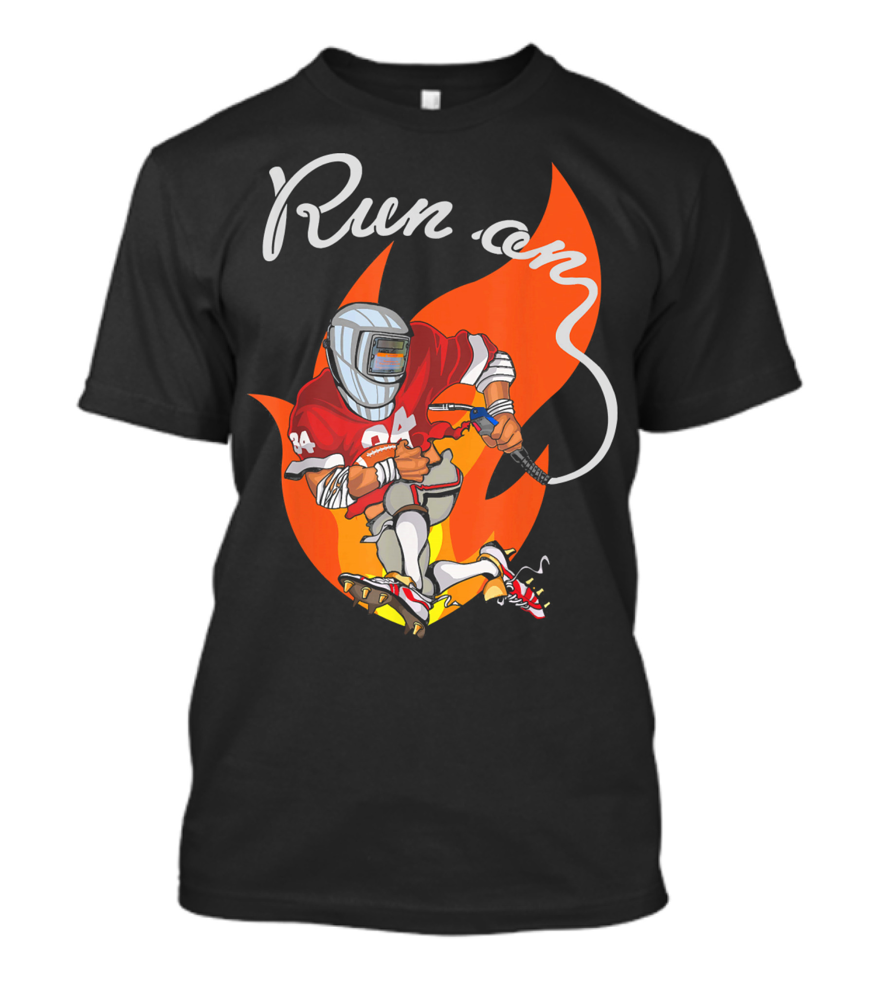 Mens Run On Welder And Football 94 Flame T-Shirt
