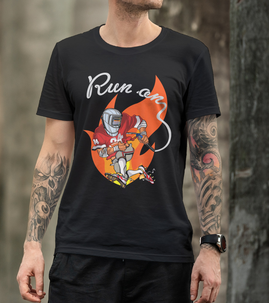 Mens Run On Welder And Football 94 Flame T-Shirt